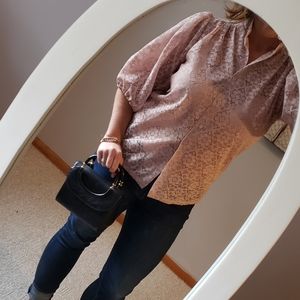 vintage blush colored, lace 3/4 puff sleeves med